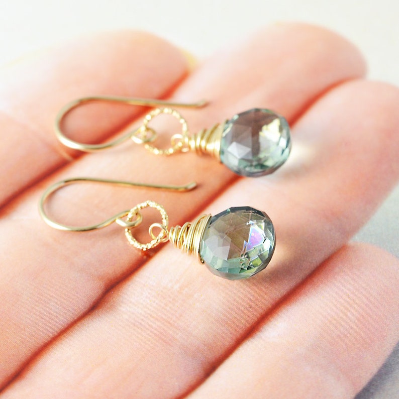 Green Quartz Dangle Earrings Mint Green Earrings Bridesmaid Etsy