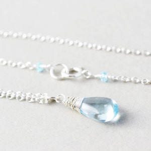 Blue Topaz Necklace, Light Blue Necklace, Bridesmaid Gift, December Birthstone image 2