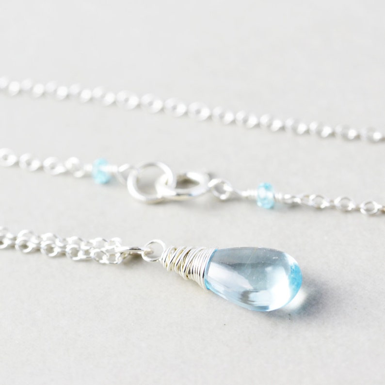 Blue Topaz Necklace, Light Blue Necklace, Bridesmaid Gift, December Birthstone image 2
