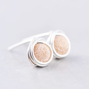Rose Gold Studs, Glitter Post Earrings, Pink Metallic Posts, Bridesmaid Gift