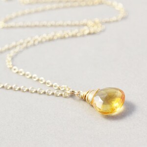 Citrine Necklace, November Birthstone Jewelry, Daffodil, Handmade