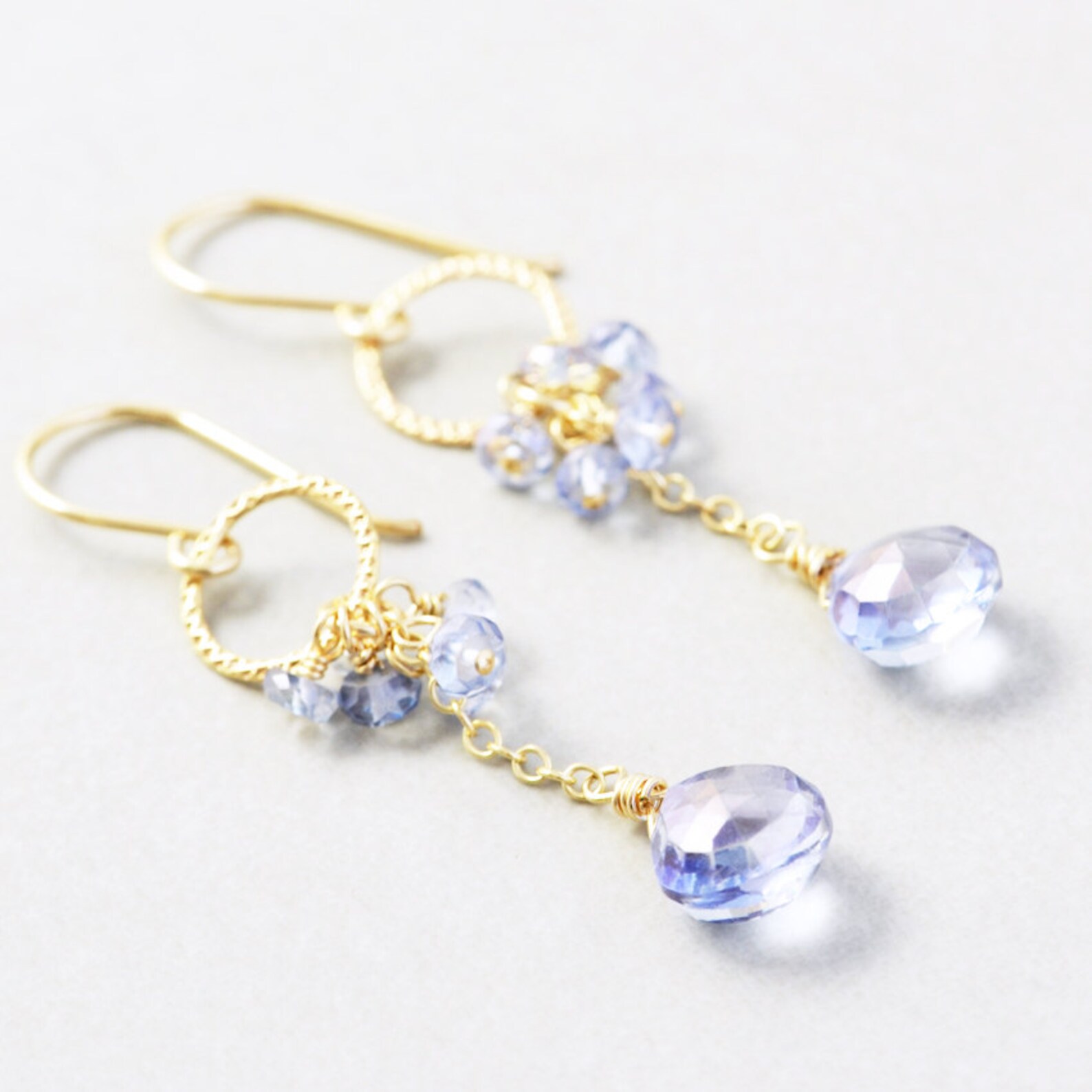 Blue Quartz Dangle Earrings Bridesmaid Gift Powder Blue Etsy