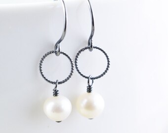 Pearl Earrings, June Birthstone Earrings, White Pearl Earrings