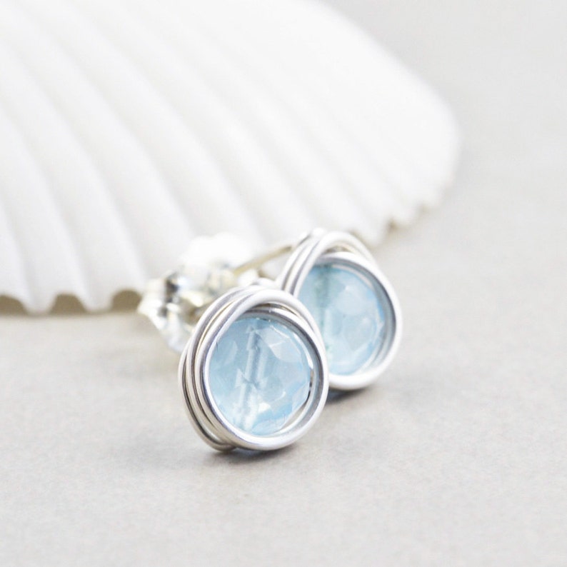 Powder Blue Studs Blue Studs Bridesmaid Gift Quartz Posts