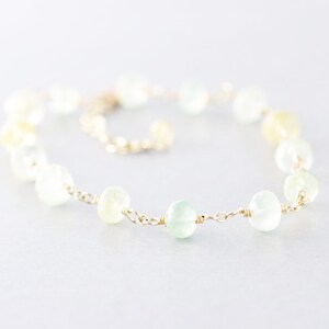 Prehnite Bracelet, Green Yellow Gemstone Bracelet, Melon Citrus