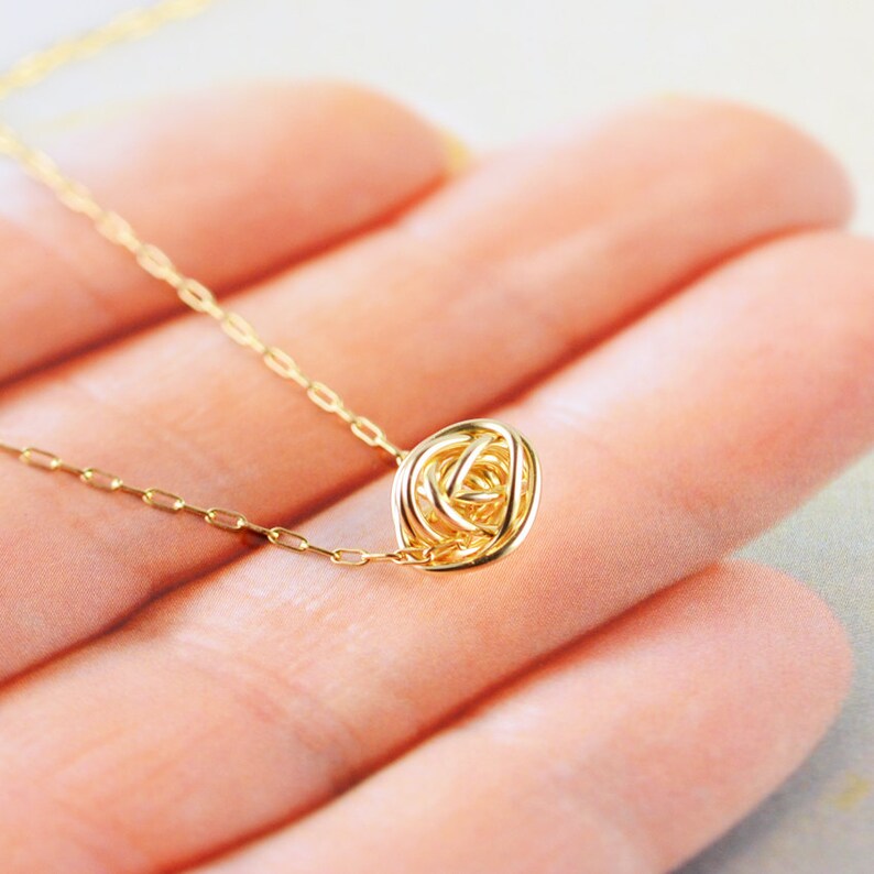 Gold Knot Necklace Knot Jewelry Love Knot Everyday Etsy