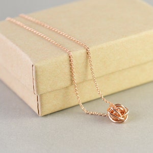 Rose Gold Knot Necklace, Knot Jewelry, Love Knot, Everyday Necklace, Bridesmaid Gift, Tie The Knot