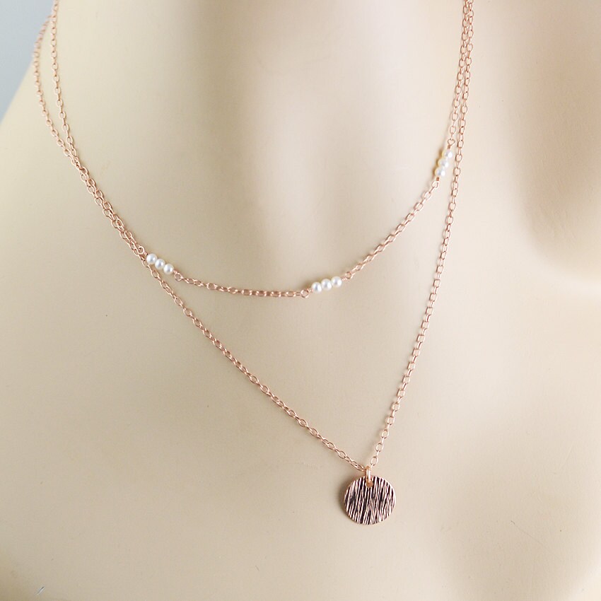 Simple Pearl Necklace Minimal Necklace Rose Gold Silver - Etsy