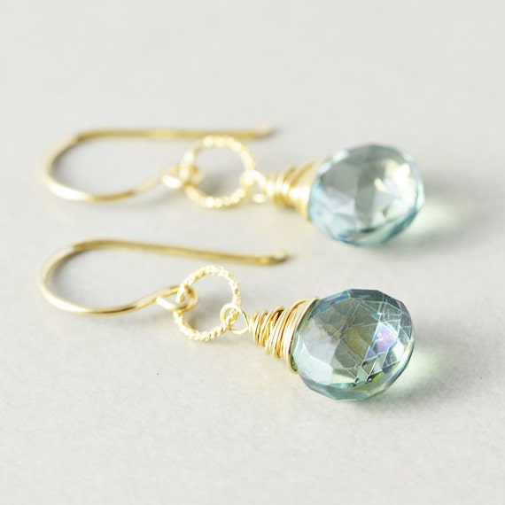 Green Quartz Dangle Earrings Mint Green Earrings Bridesmaid Etsy