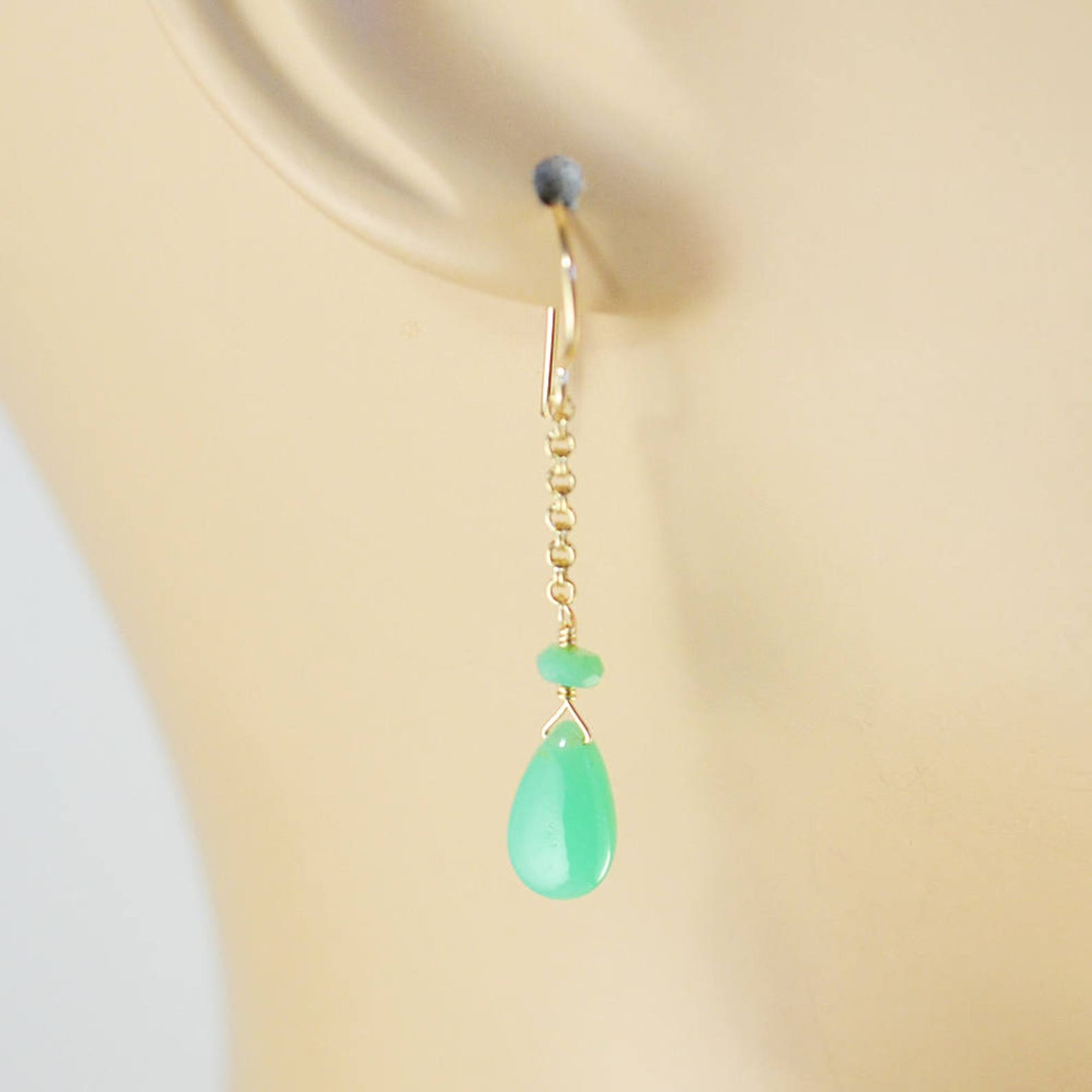 Mint Green Earrings Chrysoprase Drops Green Stone Earrings Etsy