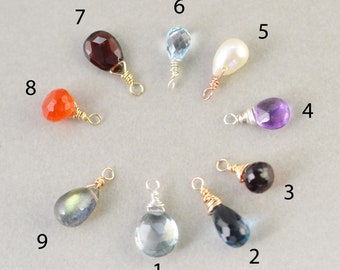 Gemstone Drop, Charm Only, Small Gemstone Pendant, Add On Gem, Gemstone Drop, Gift for Her