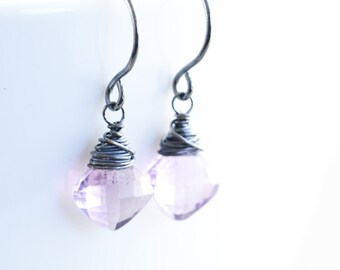 Amethyst Earrings, Purple, Sterling or Oxidized Silver Earrings, February Birthstone