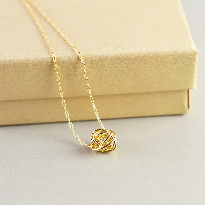 Gold Knot Necklace Knot Jewelry Love Knot Everyday Etsy