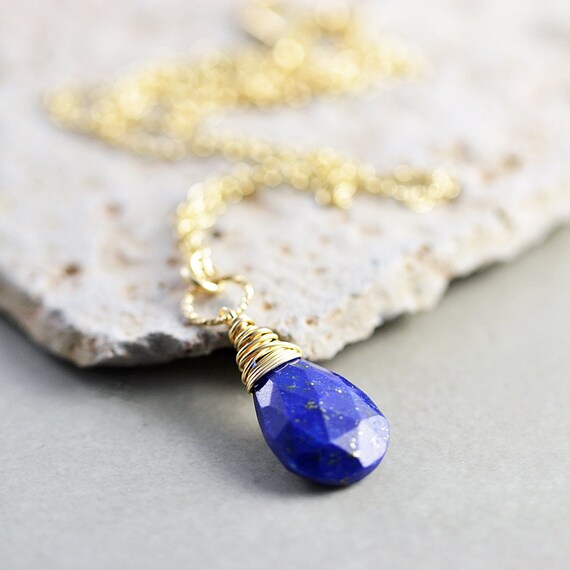 Lapis Necklace, Blue Stone Necklace, December Birthstone, Blue