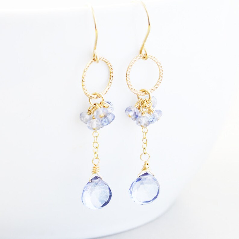 Blue Quartz Dangle Earrings Bridesmaid Gift Powder Blue Etsy