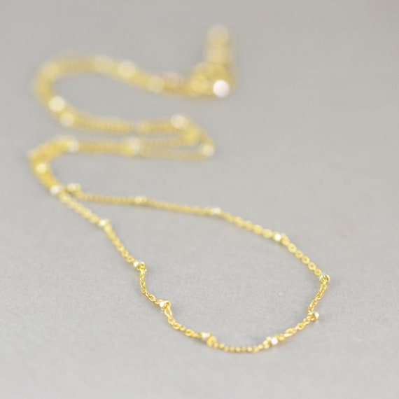 Gold Fill Sterling Silver Chain Necklace, Two Tone Necklace, Minimal
