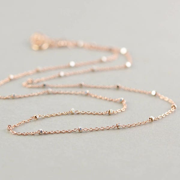 Rose Gold Silver Chain Necklace, Two Tone Necklace, Minimalistic