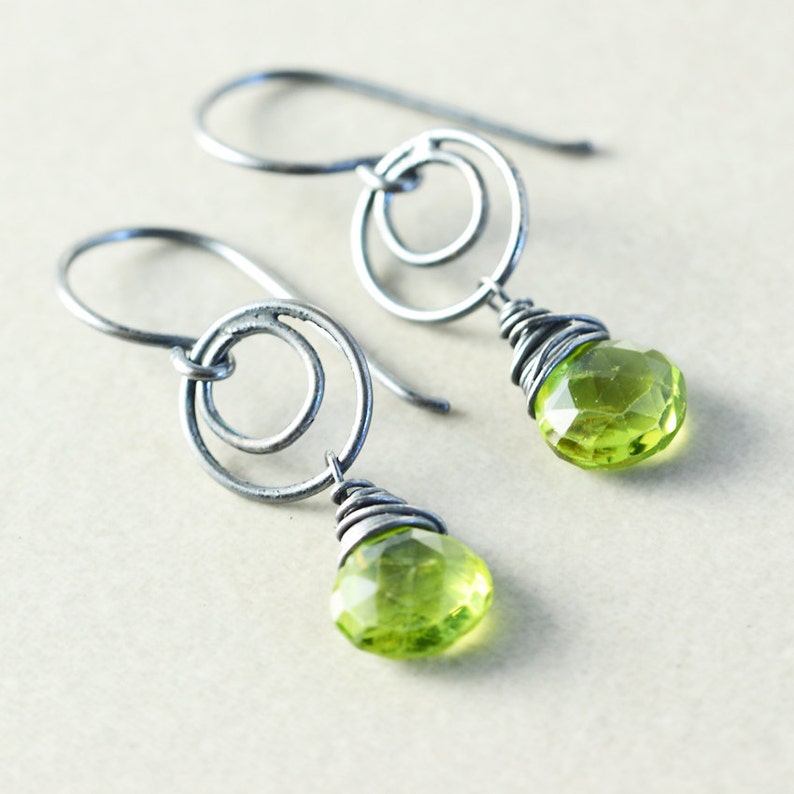 Peridot Dangle Earrings Lime Green Drop Earrings August | Etsy