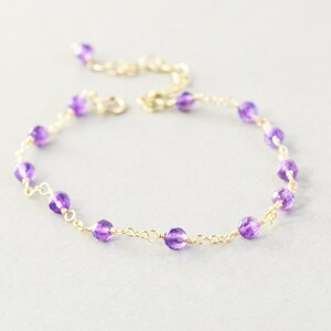 Lila Amethyst Armband, Violettes Edelstein Armband, Februar Geburtsstein