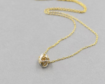 Gold Silver Knot Necklace, Knot Jewelry, Love Knot, Everyday Necklace, Bridesmaid Necklace