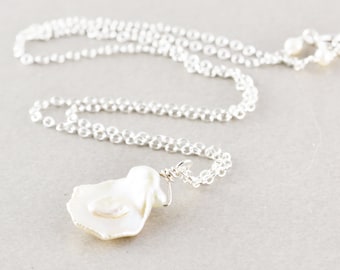 Keishi Pearl Necklace, Pearl Drop Necklace, White Pearl Necklace, June Birthstone