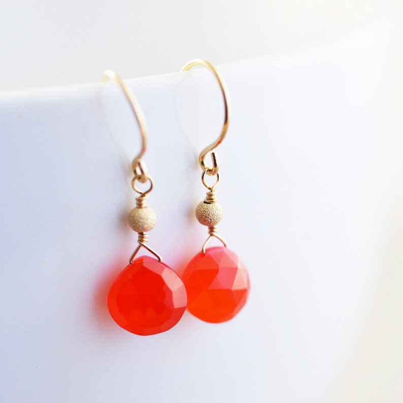 Orange Dangle Earrings Neon Earrings Bright Orange Etsy
