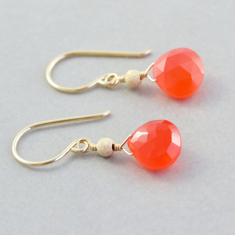 Orange Dangle Earrings Neon Earrings Bright Orange Etsy