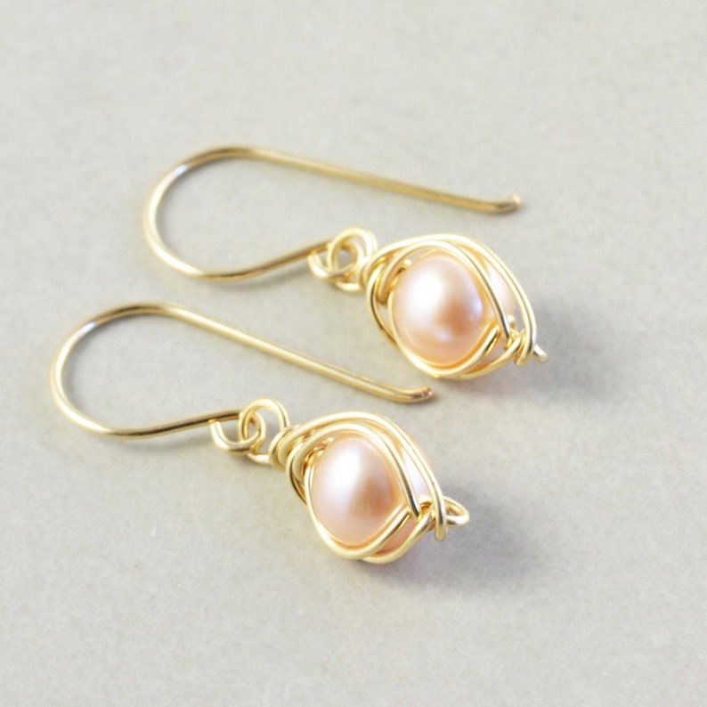Pink Pearl Earrings Dangle Earrings June Birthstone Etsy
