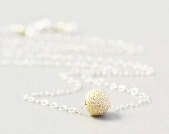 Gold Silver Ball Necklace, Metal Necklace, Bridesmaid Gift