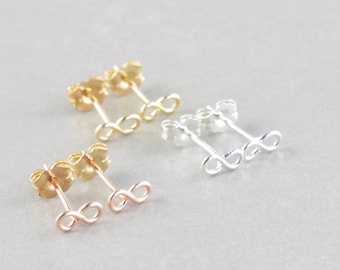 Infinity Earring Set, Infinity Studs, Gold Infinity, Silver Infinity, Boucles d’oreilles Rose Gold