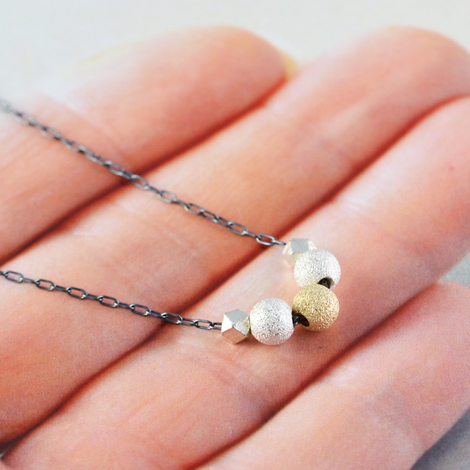 Silver Gold Necklace Metallic Necklace Glitter Ball Etsy