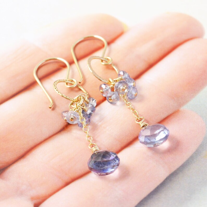 Blue Quartz Dangle Earrings Bridesmaid Gift Powder Blue Etsy