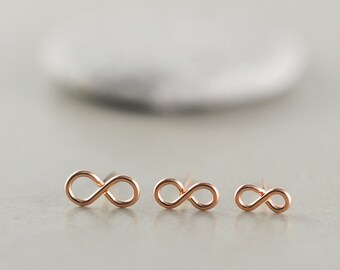 Infinity Stud Earrings, Rose Gold Posts, Rose Gold Fill Studs, Bridesmaid