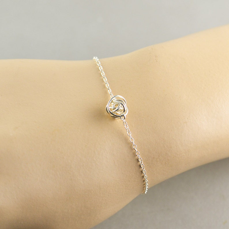Sterling Knot Bracelet, Knot Jewelry, Bridesmaid Gift, Love Knot, Tie The Knot image 2