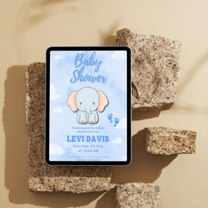 Plantilla de invitación de baby shower - Linda descarga digital - Diseño Canva autopersonalizable - Niño y niña - Tarjeta imprimible 5x7