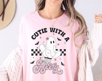Cutie With A Booty Shirt, Butt Shirt Funny Workout Tee, Squats Leg Day, Big Butt Gym Shirt, Womens Booty Tee Halloween Booty Shirt Sarcastic