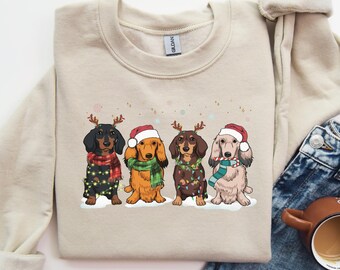 Dachshund Christmas Sweatshirt, Dachshund Christmas Shirt, Dachshund Mom Shirt, Dog Lover Shirt, Dachshund Lover Shirt, Xmas gift, Doxie