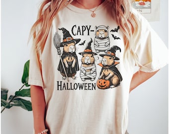 Comfort Colors® Capybara Halloween Shirt Capy Halloween Tee Cute Capybara Fall TShirt Halloween gift for Capybara Lover Shirt Spooky Season