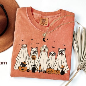 Comfort Colors® Ghost Dog Shirt, Halloween Dog Shirt, Сute Ghost Dog T-shirt, Halloween Tshirt Women, Dog Lover Gift, Spooky Season, Dog Tee