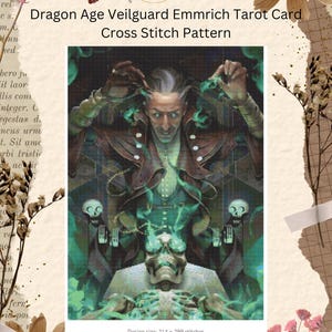 Patrón de punto de cruz de la carta del tarot de Emmrich de Dragon Age Veilguard