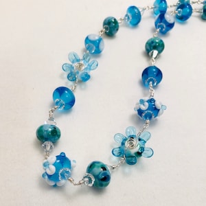 Turquoise Lampwork Glass Bead Necklace