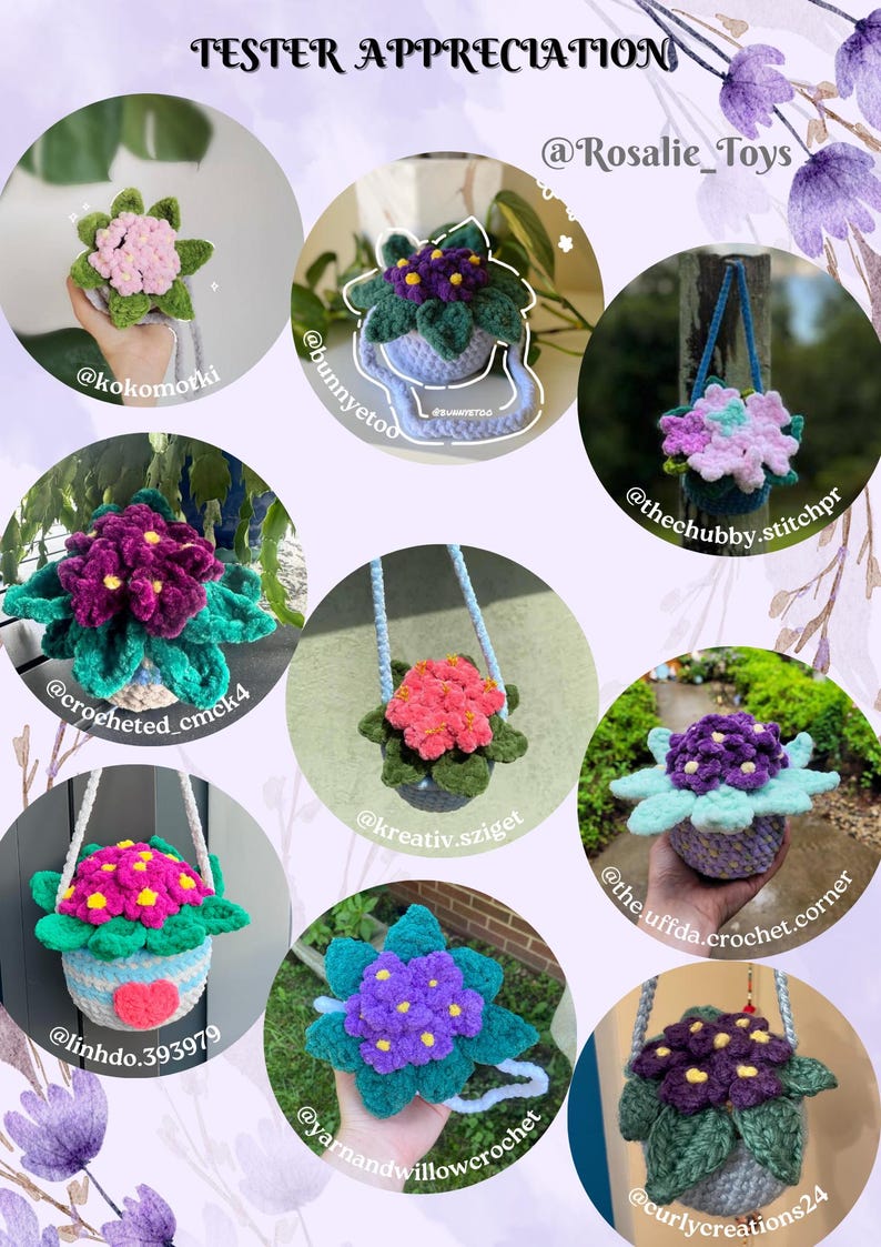 4 in 1 Potted Plants Crochet Pattern | Amigurumi potted plants pattern | The Violet | The White flower | The Sunflower | The Dahlia Crochet image 9