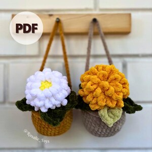 4 in 1 Potted Plants Crochet Pattern | Amigurumi potted plants pattern | The Violet | The White flower | The Sunflower | The Dahlia Crochet image 2