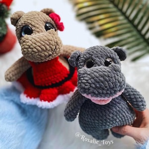 2-in-1 Hippo Gloria crochet pattern | Amigurumi hippo pattern | English PDF pattern | DIY Crochet Toy | Handmade Gift Idea | Moo Deng style