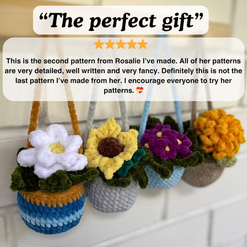 4 in 1 Potted Plants Crochet Pattern | Amigurumi potted plants pattern | The Violet | The White flower | The Sunflower | The Dahlia Crochet image 10