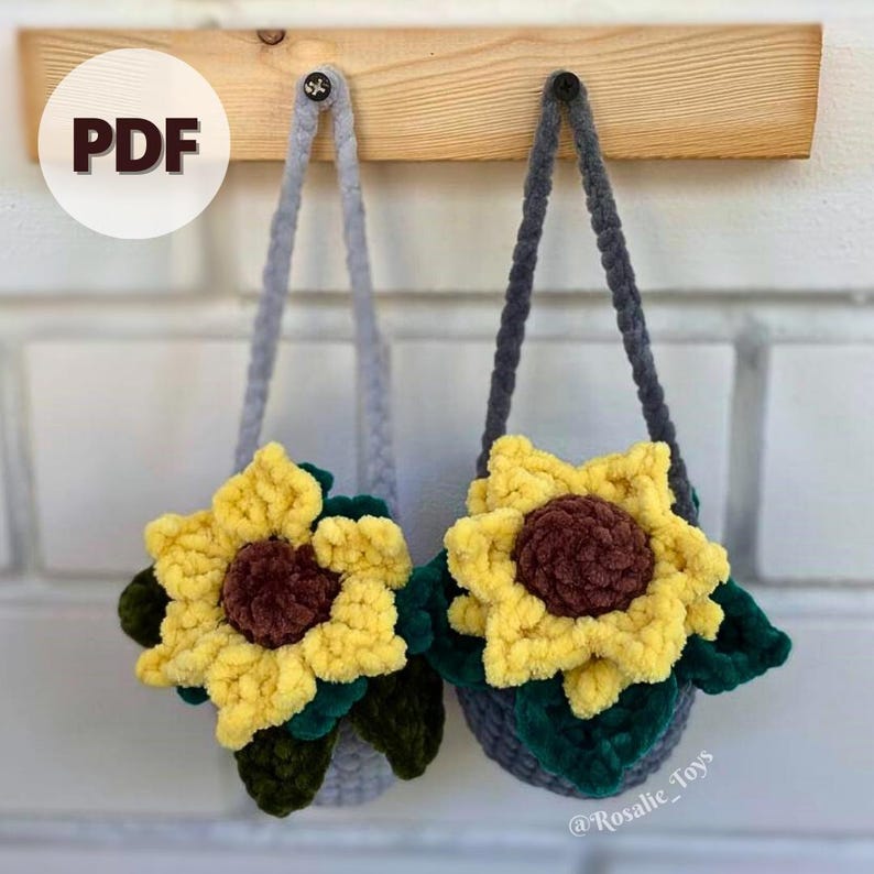 4 in 1 Potted Plants Crochet Pattern | Amigurumi potted plants pattern | The Violet | The White flower | The Sunflower | The Dahlia Crochet image 5