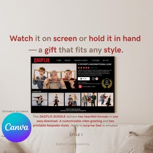 Dadflix Personalized Movie Poster – Editable Canva Template, Custom Father&#39;s Day Digital Download  Canva Template Father&#39;s Day Digital Gift