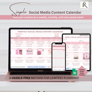 Social Media Content Calendar Marketing Planner Simple Content Calendar Template Social Media Marketing Planner - Google Sheets Spreadsheet