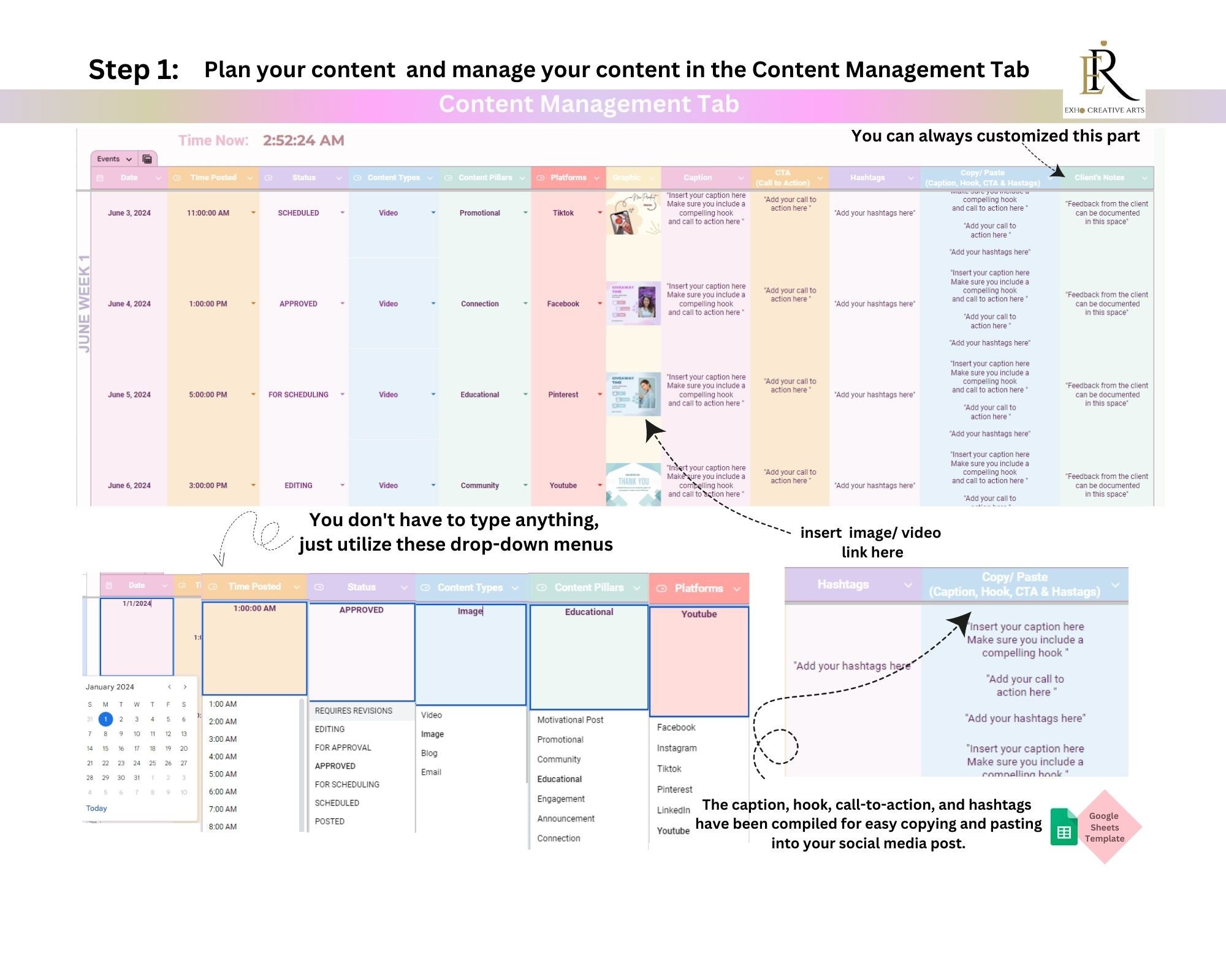 Social Media Content Calendar Marketing Planner Content Calendar ...