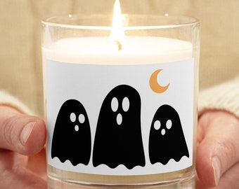 Halloween Ghosts Glass jar soy wax candle / unscented candle /  Halloween gift / Halloween decor / Halloween party